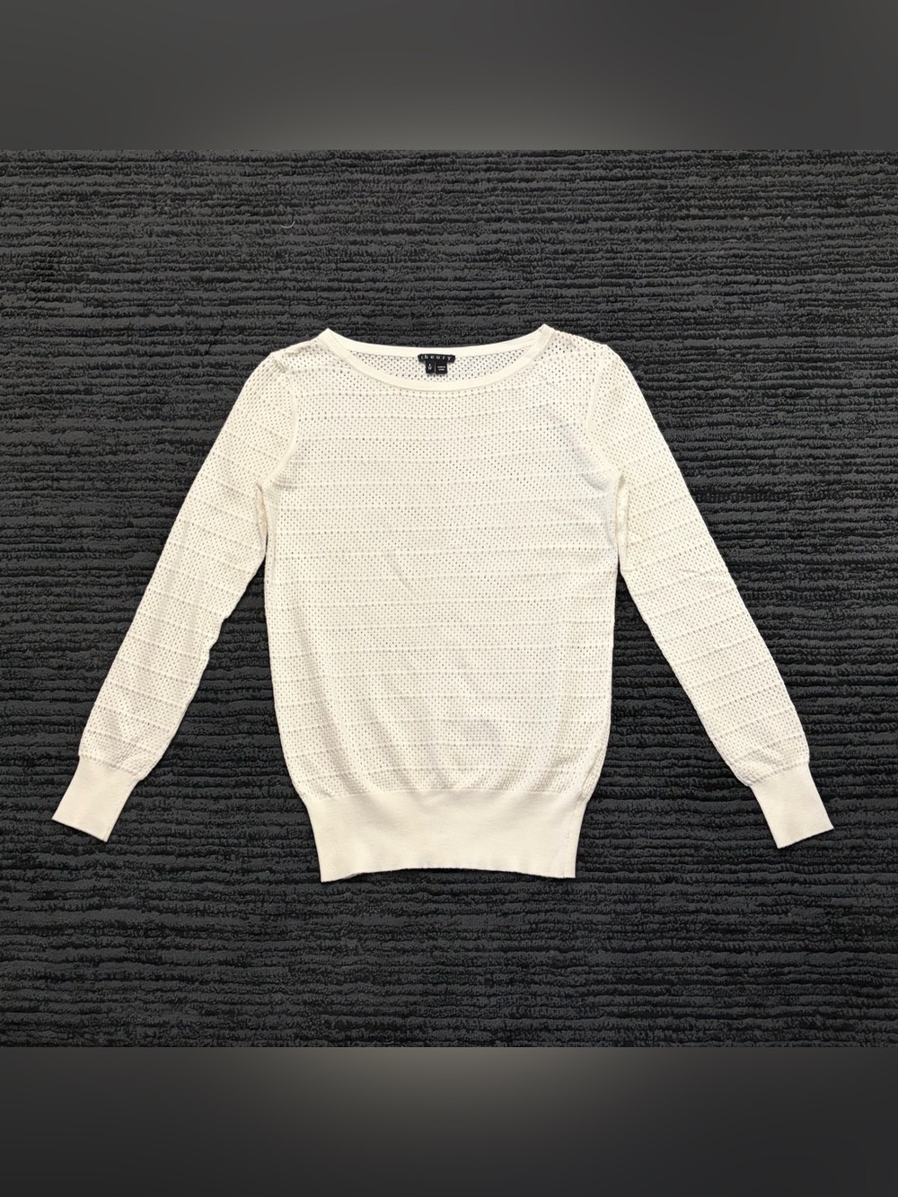 Theory open knit long sleeve sweater top